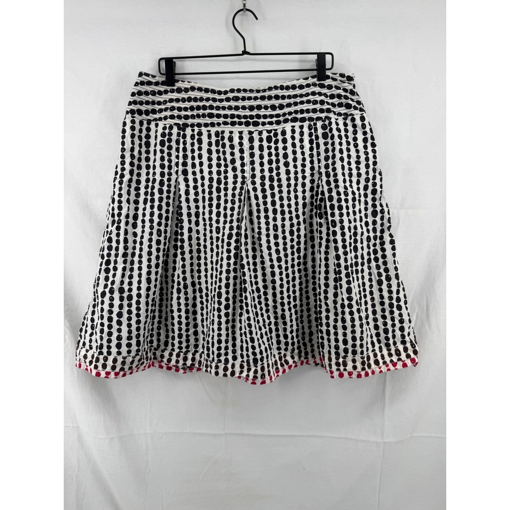 Style & Co Womens Polka Dot A-Line Skirt Black White Red Trim Size 16 Cotton